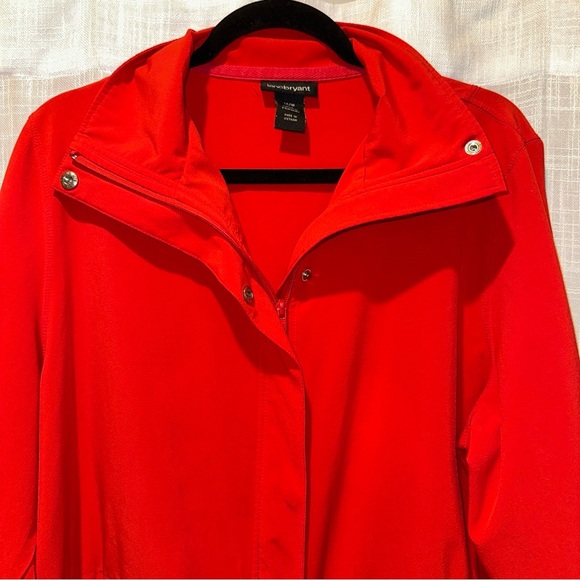 LANE BRYANT WOMEN'S RED LONG SLEEVE ZIP UP JACKET SIZE 14/16 Cinched Waist Light - Picture 3 of 10